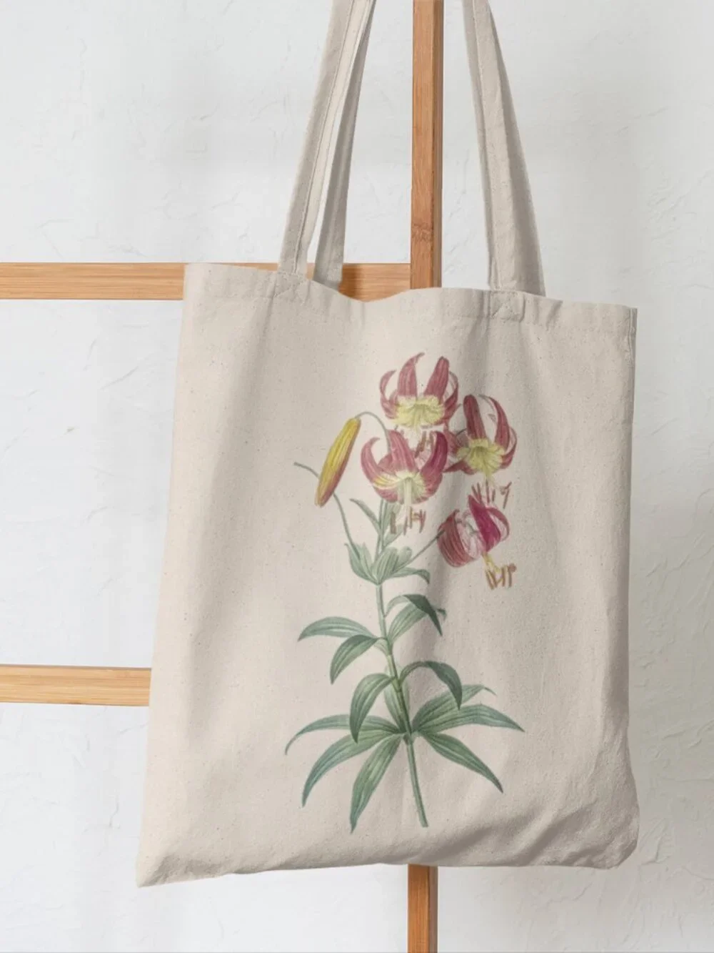 Turban Lily Vintage Floral Print Graphic Canvas Tote Bag